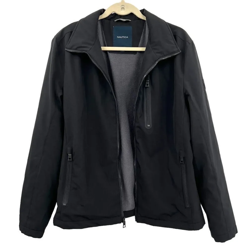 Nautica Black Soft Shell and Fleece Wind and Water Resistant Jacket Size M